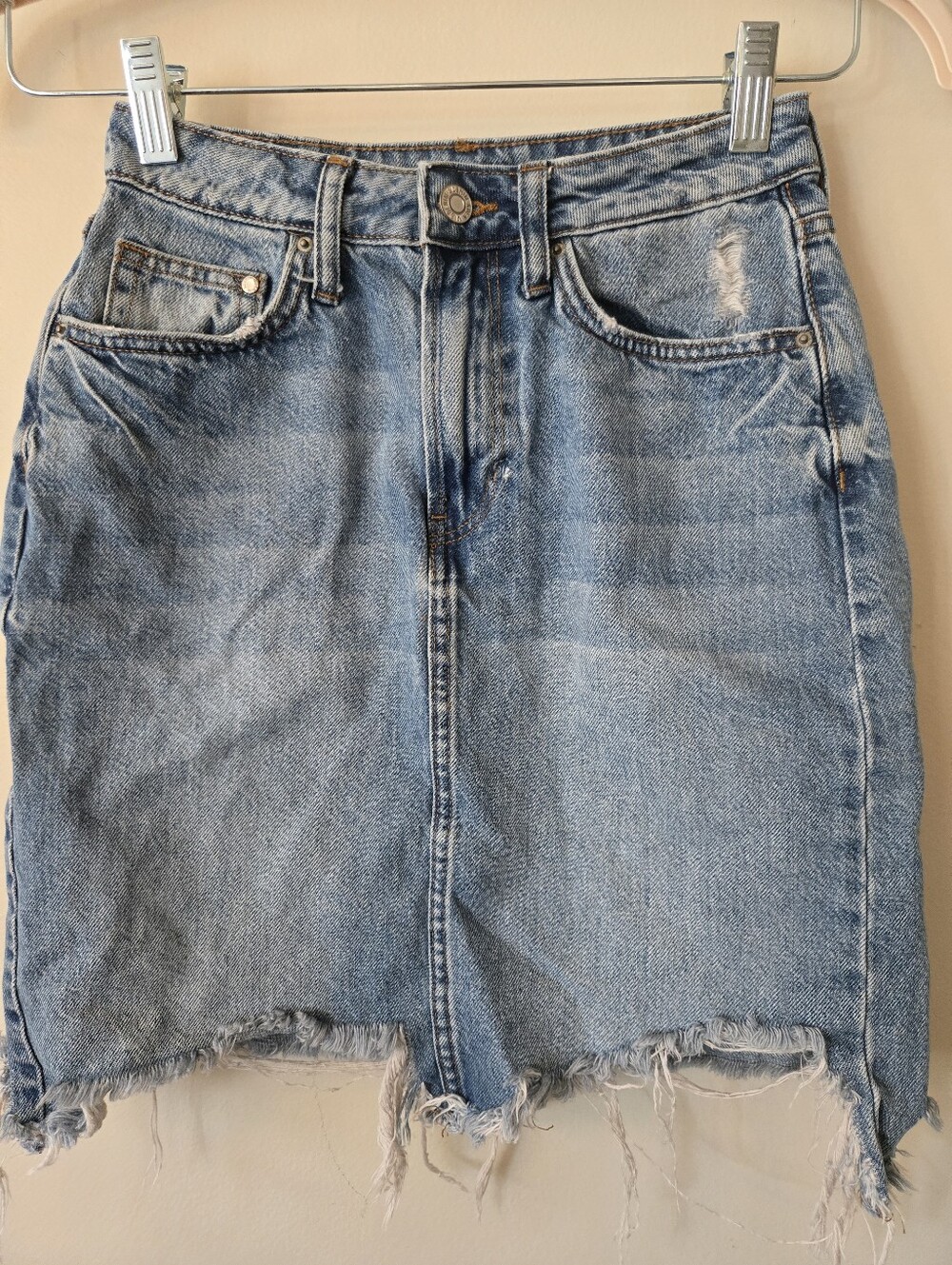 ​&Denim H&M Raw Frayed Hem Denim Mini Skirt [Size 4] Collegiate Streetwear